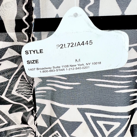 Angie NWT Aztec Print Fringe Kimono Medium Sheer Colorful Southwest Boho Flowy - Picture 14 of 16